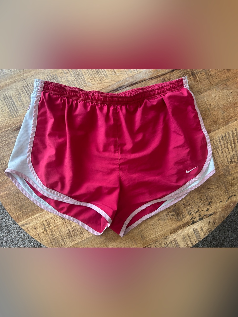 Nike Red-Pink Athletic Shorts with Drawstring